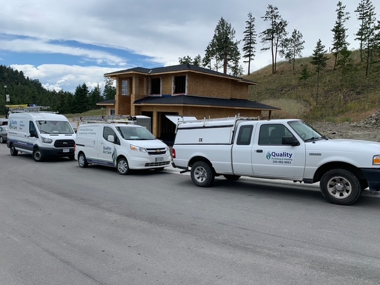 Quality Air Care service fleet at an Okanagan residential project